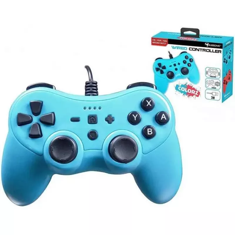 Comando com fios SUBSONIC SA5488-1 Neon Blue — para Nintendo Switch, ligação com fios