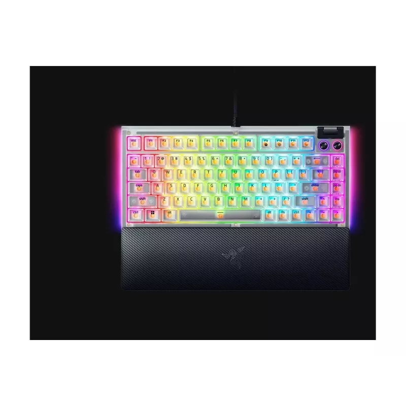 Teclado mecânico gaming hot-swappable Razer | BlackWidow V4 75% | Teclado gaming | Com fios | US | Phantom White Edition | USB Type-C | Razer Mechani