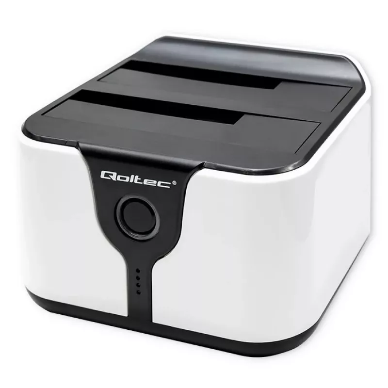 Qoltec 50309 Dock para HDD SSD 2.5 3.5 | SATA III | USB 3.0 | Super Speed 5 Gb/s | com função de clonagem