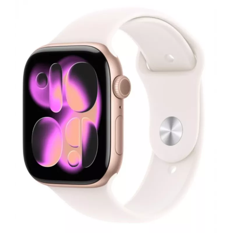 Apple Watch Series 11 GPS 46mm caixa de alumínio Roségold com bracelete desportiva Light Blush S/M