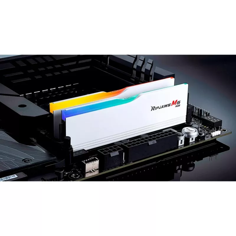 DIMM 64 GB DDR5-6000 (2x 32 GB) Dual-Kit, memória branca, F5-6000J3040G32GX2-RM5RW, Ripjaws M5 RGB, INTEL XMP