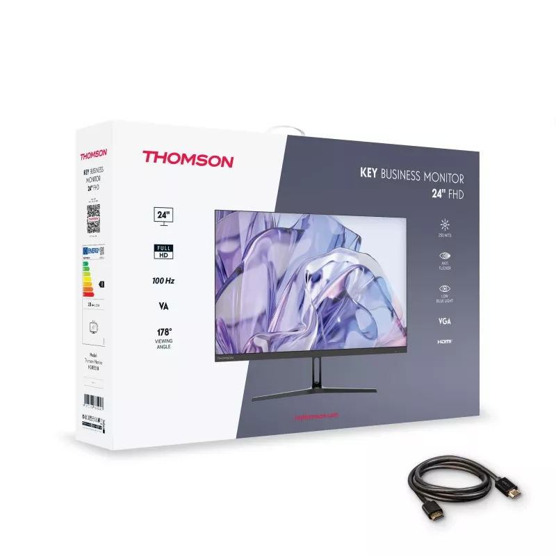 Monitor THOMSON M24FB2Y14 24 polegadas (61 cm) Full HD 1920x1080 VA LED, 14 ms, VESA, preto