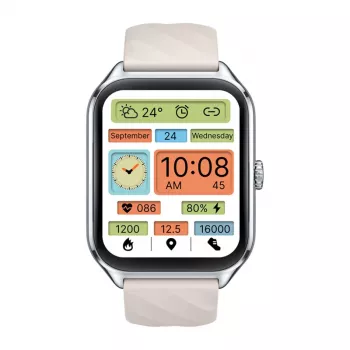 Smartwatch Zeblaze GTS 4 — 1,94 polegadas (4,93 cm) AMOLED 466×466 px, ecrã tátil, Wi-Fi, caixa metálica, bracelete de silicone (branco)