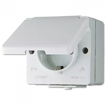 Tomada tipo F Jung 620 W — 16 A, 250 V, caixa de duroplasto, branco, altura 47 mm