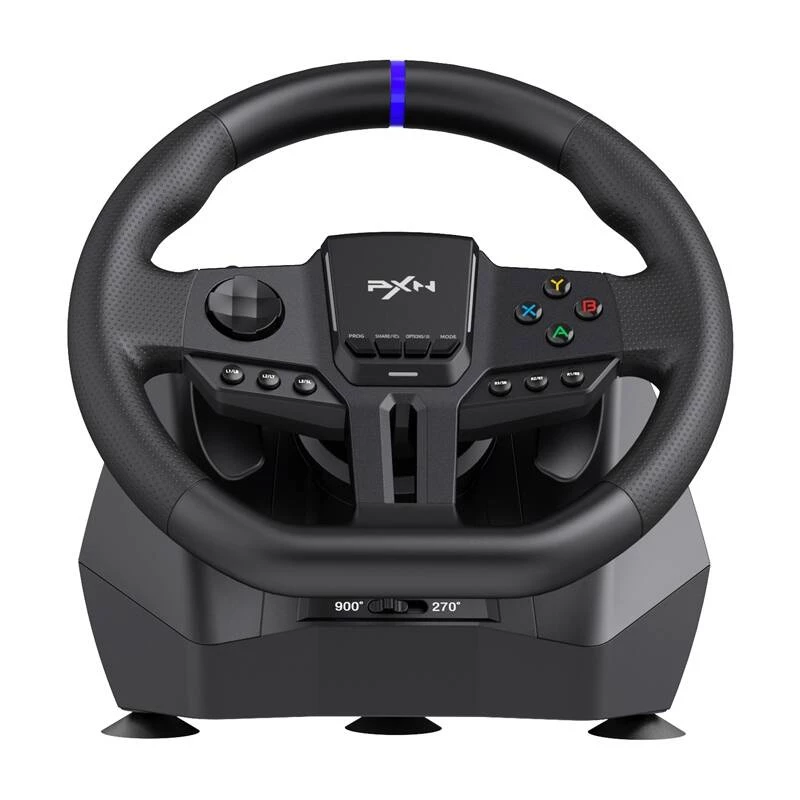 Volante gaming PXN PXN-V900 Gen2 com sensibilidade ajustável e feedback de vibração