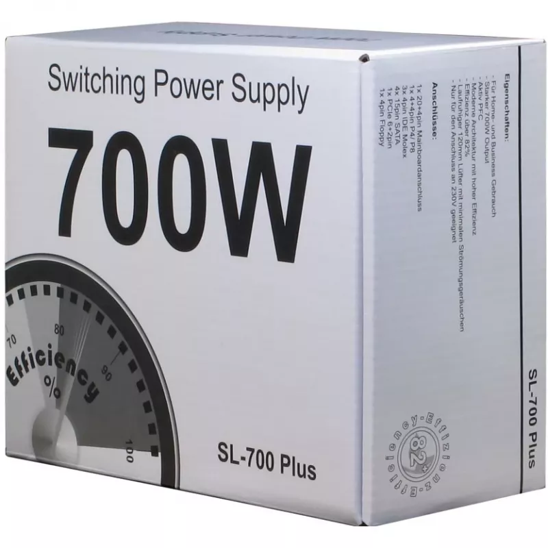 Inter-Tech SL-700 Plus - Fonte de alimentação (interna) - ATX12V 2.4 - AC 230 V - 700 Watt - PFC ativo (88882141)