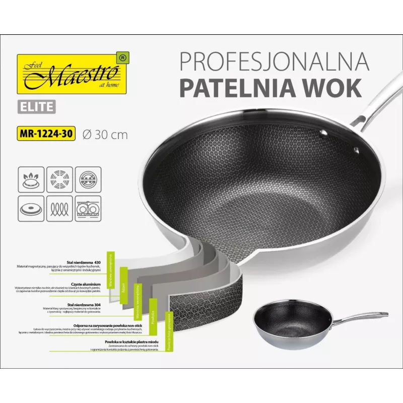 FRIGIDEIRA / WOK PROFISSIONAL MAESTRO 30 cm