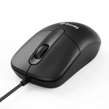 Rato TERRA 1500 com fios USB preto 3 botões, simétrico, com fios, 1,80 m (2920513)