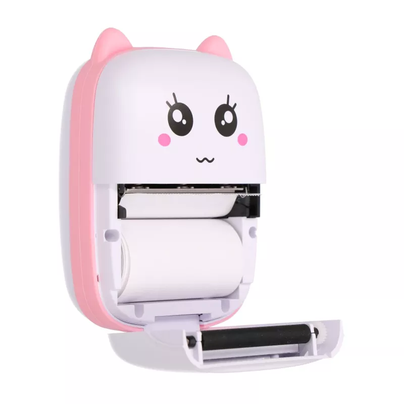 Impressora térmica de recibos Extralink EPP-001 rosa com 5 rolos de papel térmico em branco