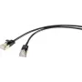 Cabo de rede Renkforce RJ45 RF-4538188, cabo patch CAT 8.1 F/FTP 1,00 m preto ultrafino, contactos dos conectores banhados a ouro (RF-4538188)