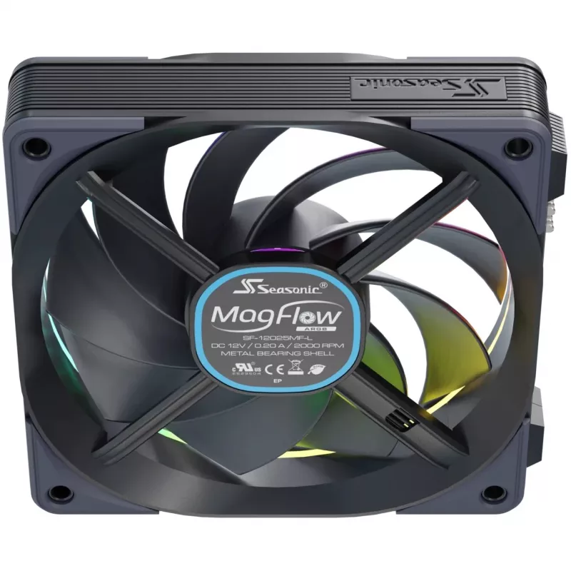Ventoinha Seasonic MagFlow ARGB 12 cm 2000 RPM preta