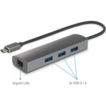 Renkforce RF-3374952 Hub de interfaces USB 2.0 Type-C 1000 Mbit/s Preto - Cinzento (RF-3374952)