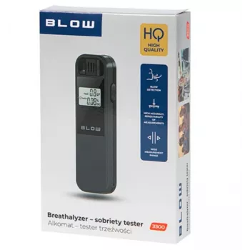 Alcoolímetro portátil BLOW 3300 — teste de alcoolemia sem contacto, TAS 0,00–0,19%, precisão 1%, LCD, pilhas AAA