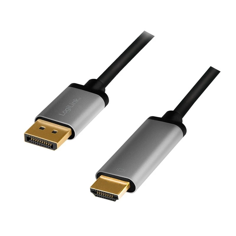 Adaptador de cabo de vídeo LogiLink CDA0107 2 m DisplayPort HDMI preto cinzento