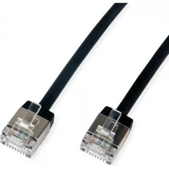 Cabo de rede ROLINE U/FTP Cat.6A ultra curto RJ45 preto 1m - rede - CAT 6a (21.15.4561)
