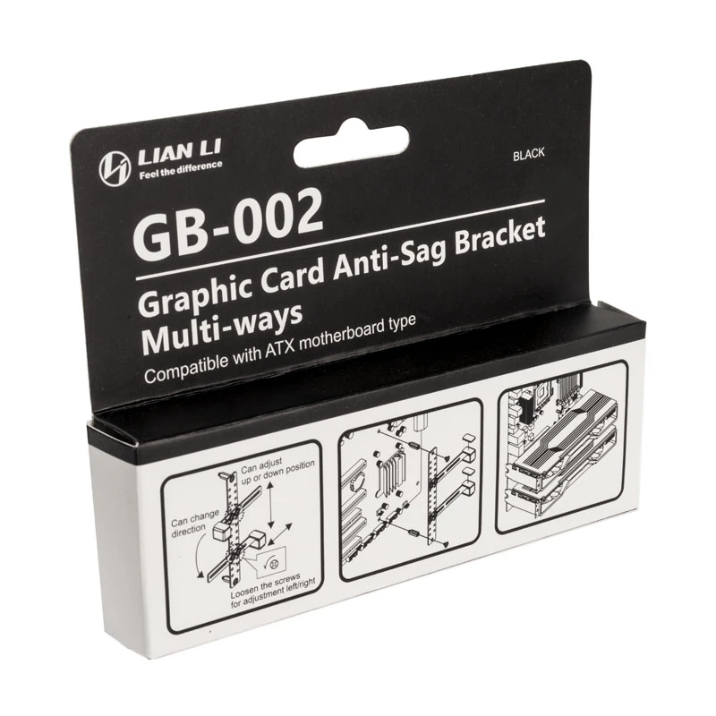 Lian Li GB-002 suporte universal para placa gráfica, aço, 128,4 mm, preto, 2 un.