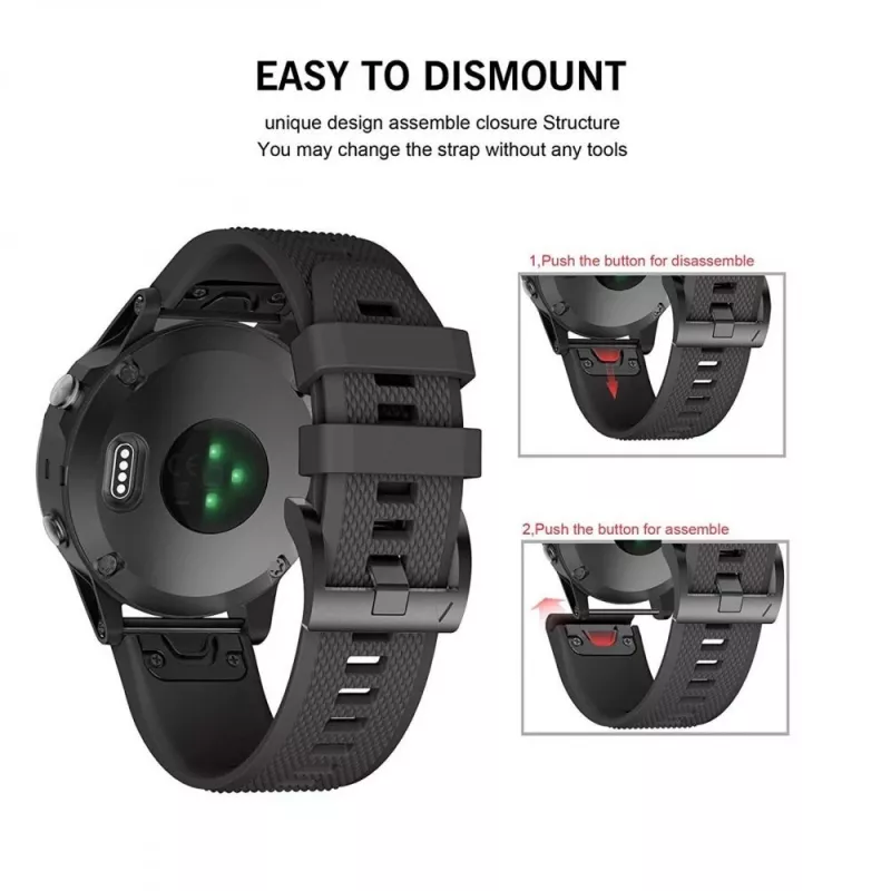 Pulseira Tech-Protect para Garmin Fenix Série — compatível com Fenix 3, 5X, 3HR, 5X Plus, 6X, 6X Pro, 7X — preta