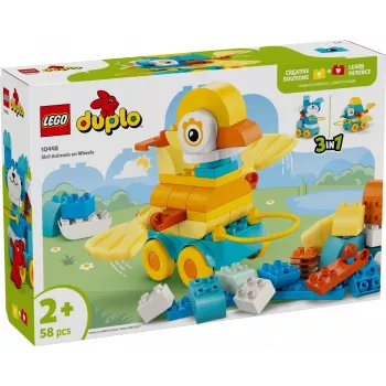 Conjunto de jogo LEGO DUPLO 3-em-1 Animais sobre Rodas 10448 — animais de construção e jogo DUPLO, 58 peças, a partir dos 2 anos