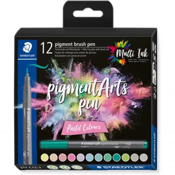Caneta pincel Staedtler Pigment Arts cores pastel 12 unid.