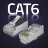 Ficha modular RJ45 QOLTEC 54556 CAT6 FTP, prateado, 18×22×11 mm, pack de 100