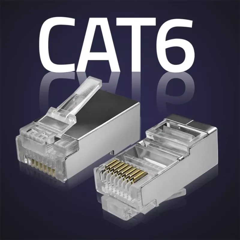 Ficha modular RJ45 QOLTEC 54556 CAT6 FTP, prateado, 18×22×11 mm, pack de 100