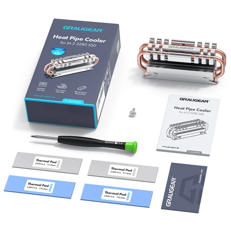 Dissipador de calor/radiador GRAUGEAR G-M2HS06 alumínio cobre para SSD M.2 NVMe