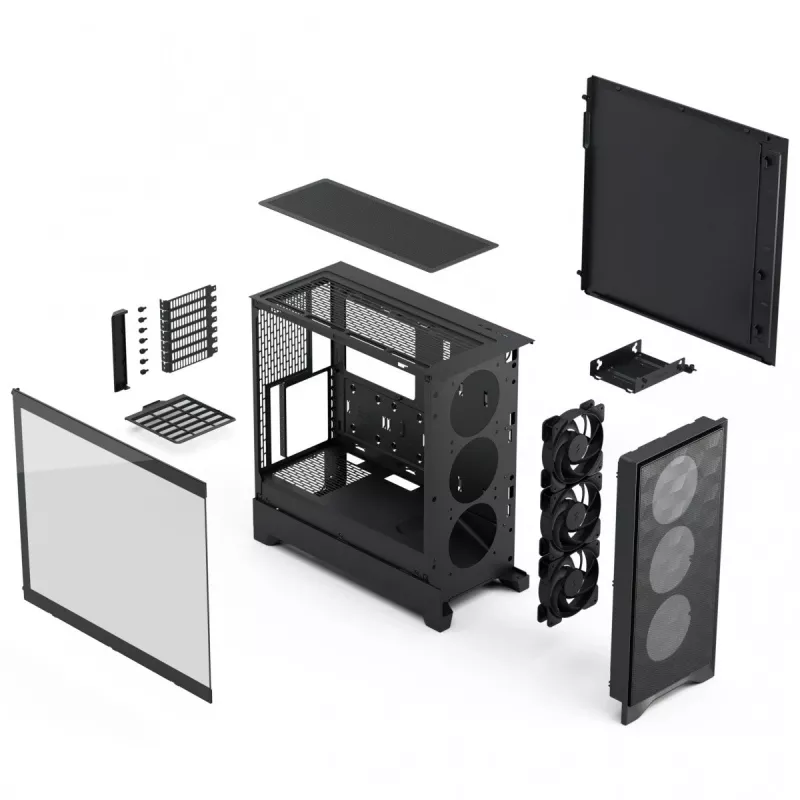 Caixa de PC Fractal Design Pop 2 Air preto TG Midi Tower – ATX, 3 ventoinhas frontais de 120 mm, suporta unidades de 2,5