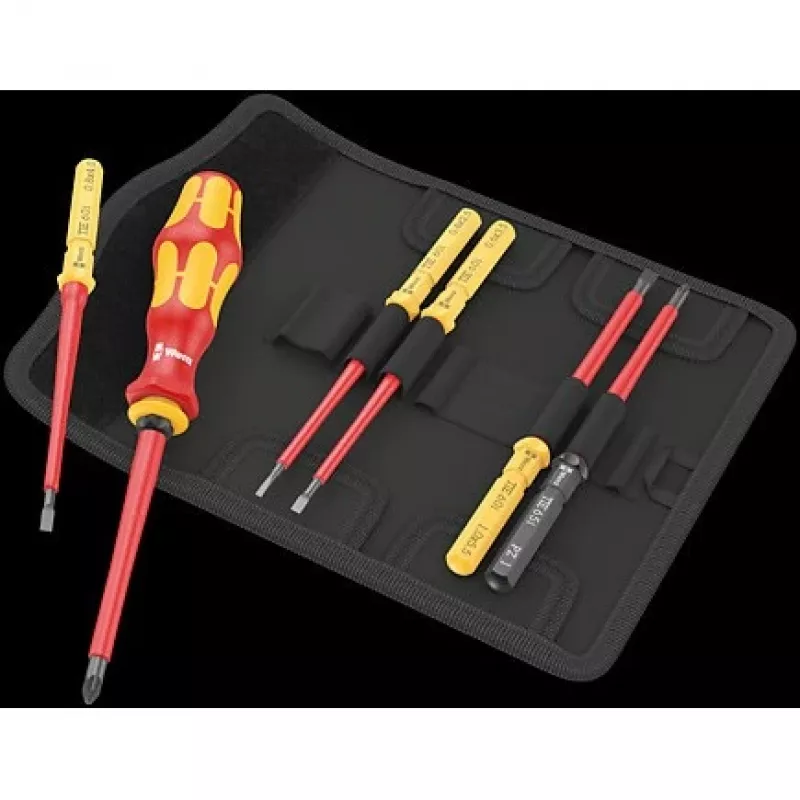 Wera 05006601001 Kraftform Kompakt VDE 7 Universal 2 conjunto de chaves de fendas para eletricista com lâminas intercambiáveis
