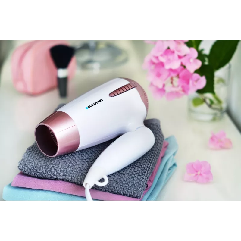 Secador de cabelo BLAUPUNKT HDD301RO — 1200W, 3 níveis de calor, 2 velocidades, nível frio, cabo dobrável, branco
