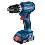 Berbequim aparafusador com bateria Bosch GSB 18 V — 18 V, 4 Ah Li‑Ion, 45 N·m, 500/1900 rpm, 35 mm madeira, 10 mm aço, 2 baterias, carregador, mala
