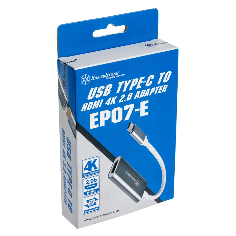 Adaptador SILVERSTONE USB 3.1 Type-C para HDMI 2.0b SST-EP07C-E, adaptador de saída de vídeo