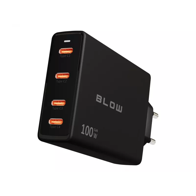 BLOW 4xUSB-C PD 100W GaN carregador de parede, preto