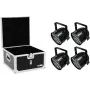 Projetor LED PAR EUROLITE PAR-56 QCL Short 4x com case EPS — LEDs QCL 4 em 1, formato PAR-56, corpo curto compacto