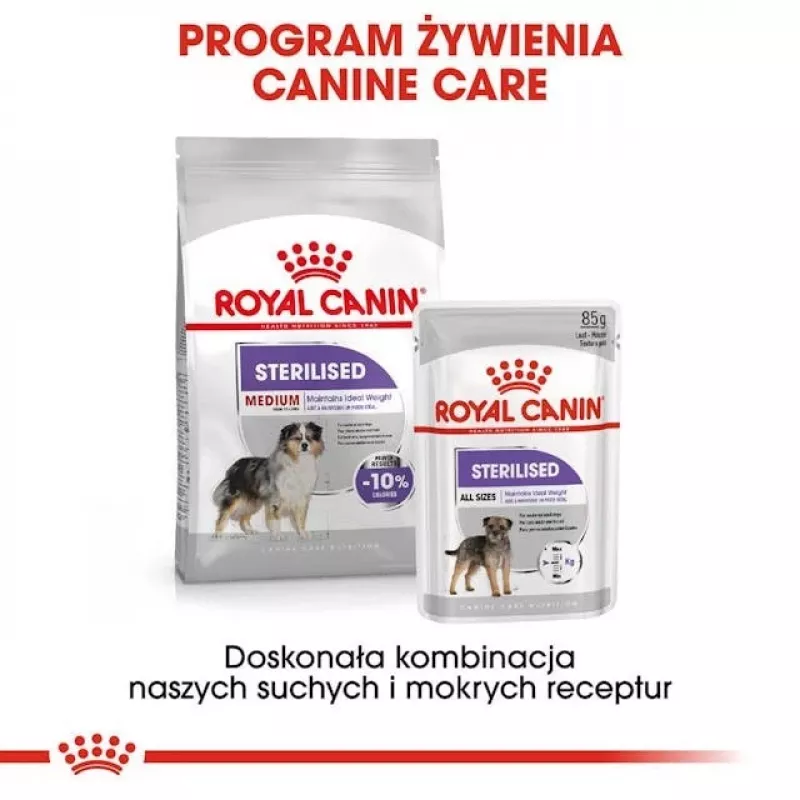 Ração seca para cães Royal Canin Medium Sterilised Adult 12 kg — para cães adultos esterilizados de raças médias, aves, proteína 28%, gordura 13%
