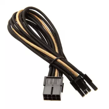 Cabo SilverStone PCI 8 pinos para PCIe 6+2 pinos, 250 mm – preto/dourado