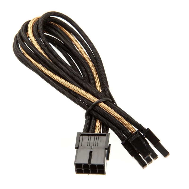 Cabo SilverStone PCI 8 pinos para PCIe 6+2 pinos, 250 mm – preto/dourado