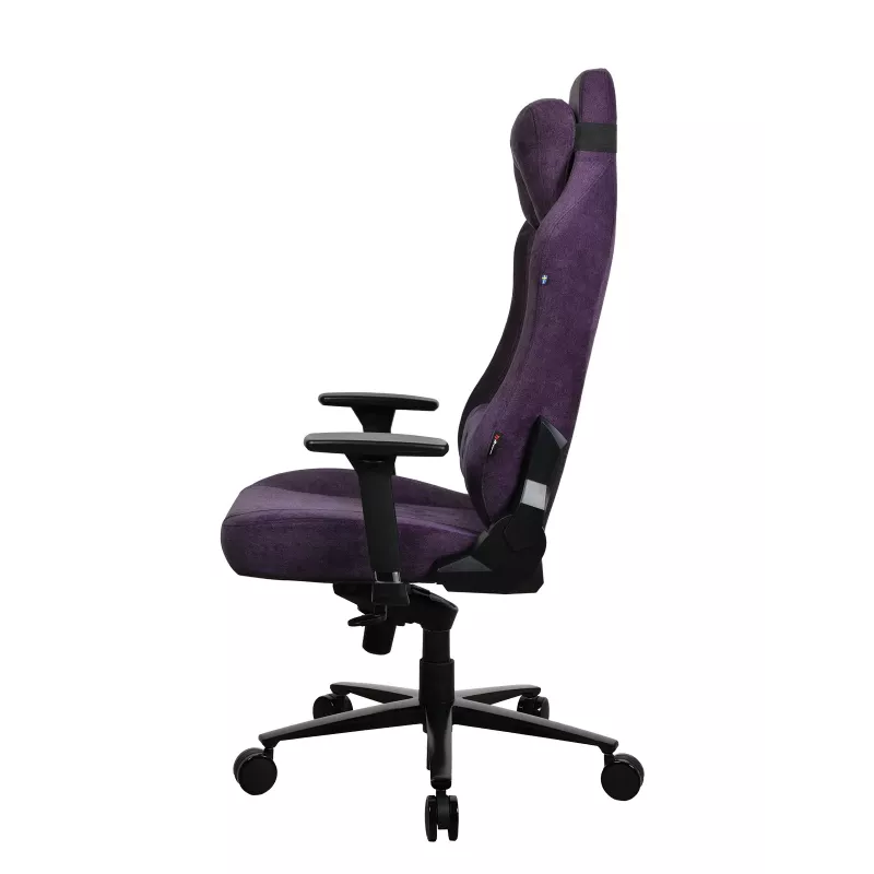 Cadeira gaming Arozzi Vernazza SoftFabric roxa — design ergonómico, braços e altura ajustáveis