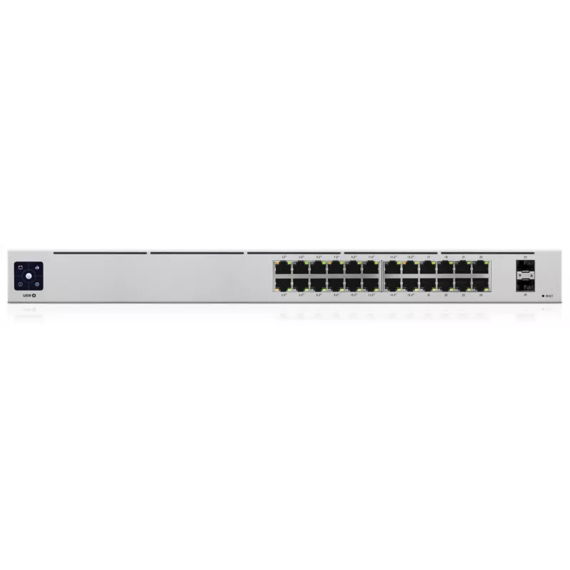 Comutador gerido L2/L3 Ubiquiti UniFi USW-24-POE, 24x Gigabit Ethernet (16x PoE+), 2x SFP, 1U, prateado