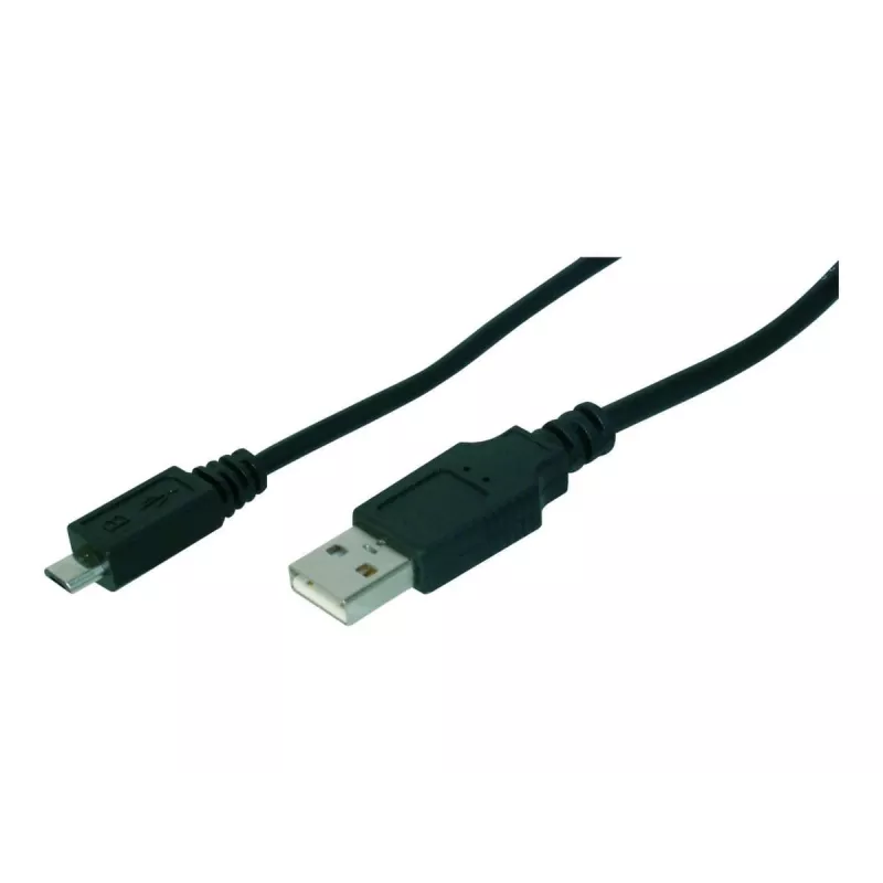 Cabo de ligação USB Assmann, Type-A - Micro B, M/M, 1,0 m, compatível com USB 2.0, UL, preto (AK-300127-010-S)