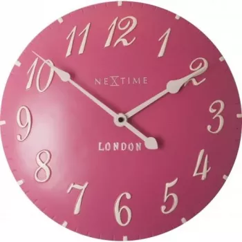 NeXtime Relógio 3084rz London Arabic, Ø34,5 cm, parede, rosa/branco