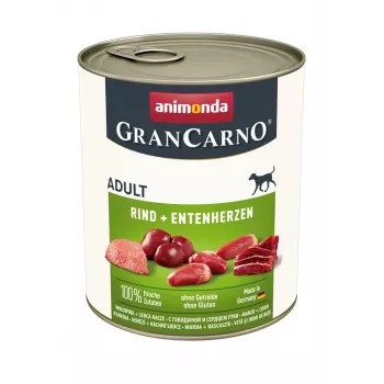 Comida em lata para cães animonda GranCarno Original vaca e pato 800 g, adulto, comida húmida, sem glúten e sem soja