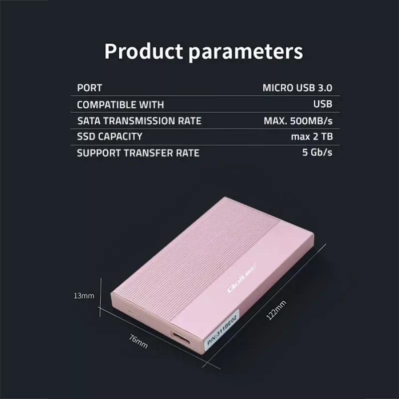 Caixa para SSD HDD 2,5 polegadas, SATA, USB 3.0, 2 TB