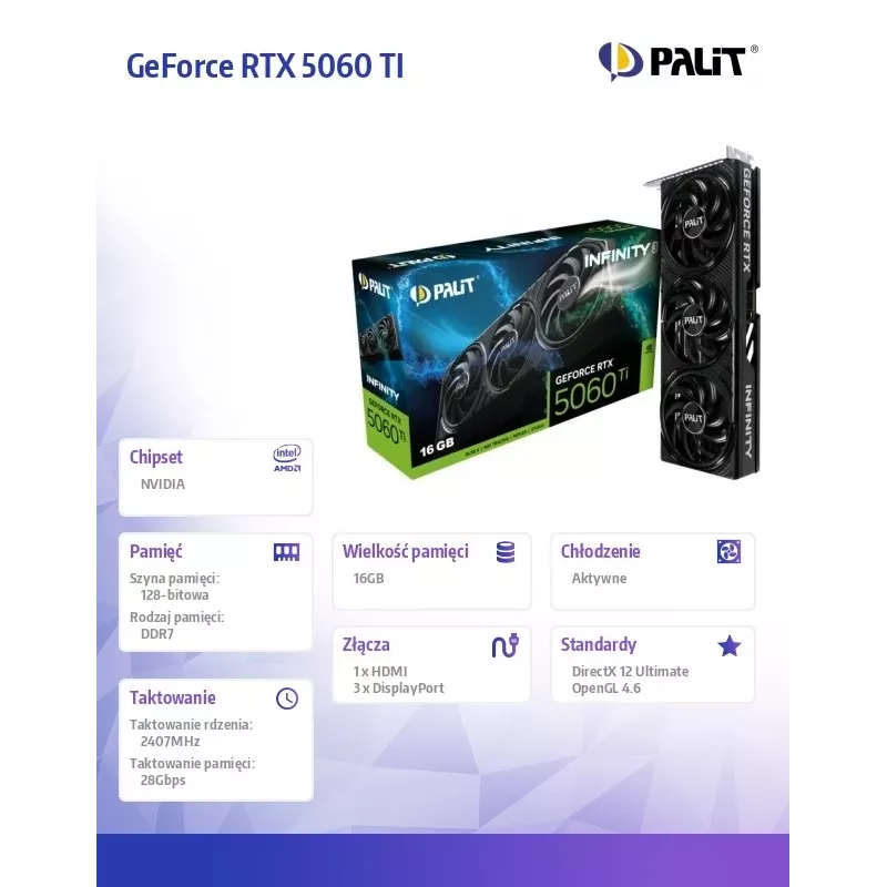 Placa gráfica Palit GeForce RTX 5060 Ti 16 GB GDDR7