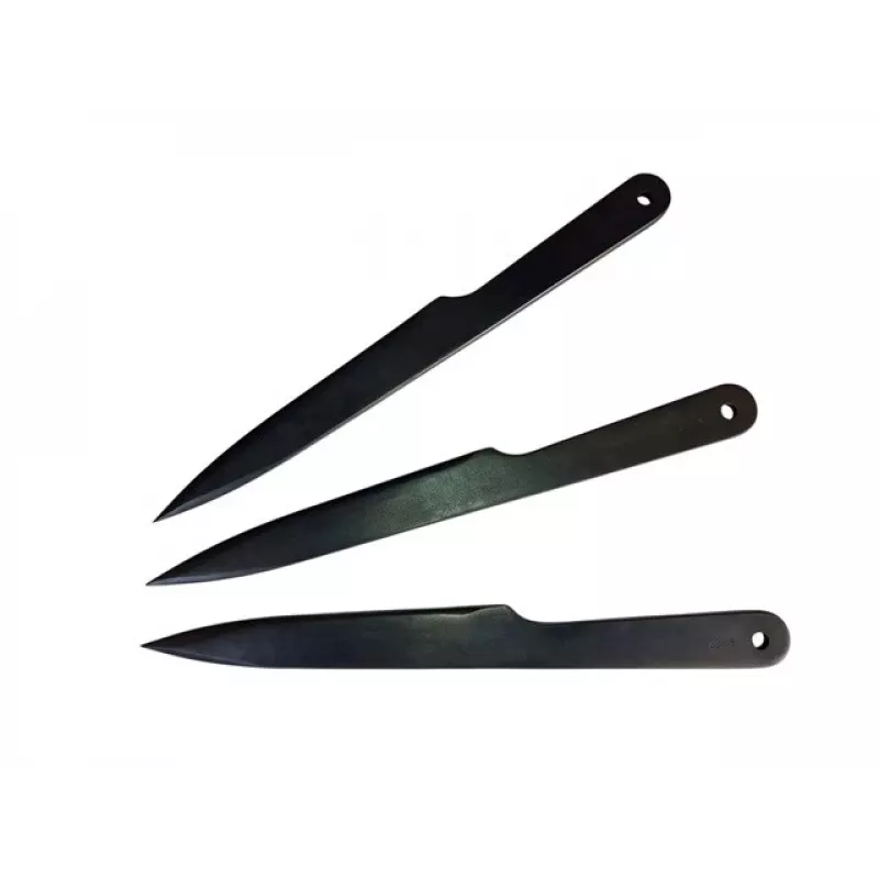 Conjunto de facas de arremesso KAL22 KAL22-CZ — 3 facas de arremesso de aço pretas, lâmina 165 mm, comprimento 275 mm, peso 240 g