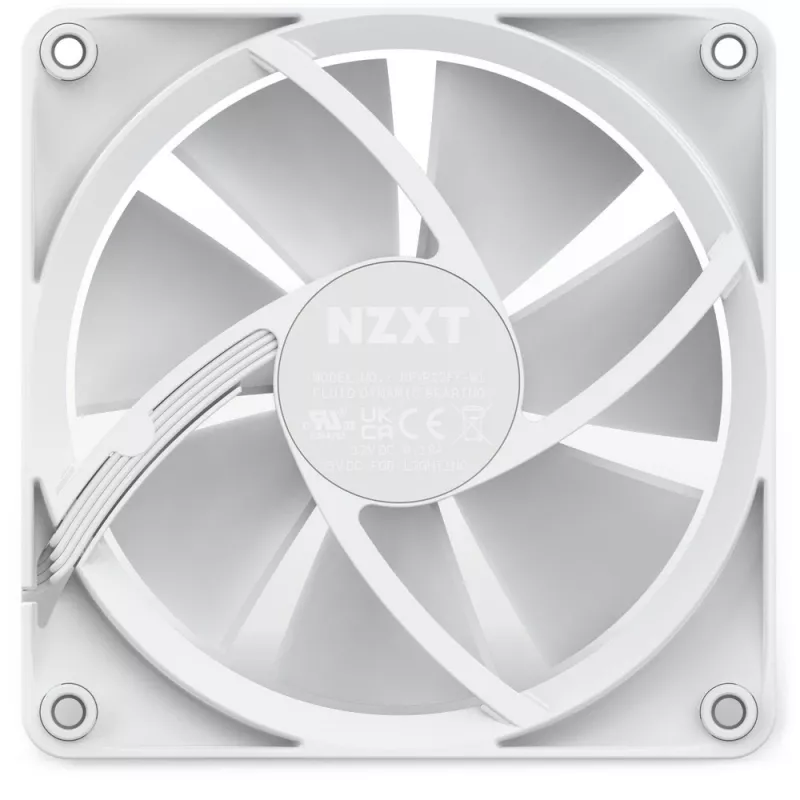 Ventoinha de caixa NZXT F120 RGB 120 mm branca, 4 pinos, 1800 rpm, 50,18 CFM, 18 LEDs