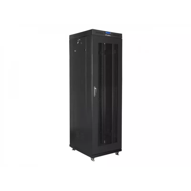 Lanberg FF01-6842-23BL armário rack de chão de 19" 42U 600x800x2127,5 mm, porta de rede, LCD, 4 ventoinhas, flat pack, 800 kg, IP20, fechadura, rodas, preto