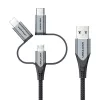 Cabo Vention USB 2.0 A macho para 3-em-1 Micro-B&USB-C&Lightning macho 1M cinzento liga de alumínio
