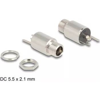 Conector DeLOCK DC 5,5 x 2,1 mm conector fêmea versão de solda para encastrar 20 V 9 A