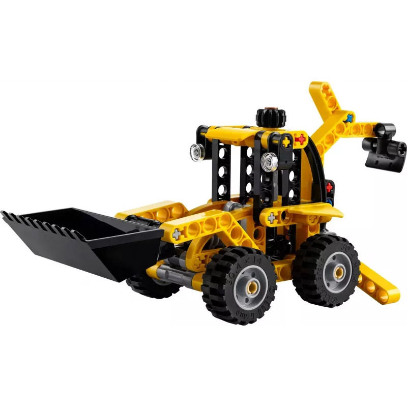 Conjunto de construção LEGO Technic Retroescavadora 42197 — direção articulada, carregador funcional, 104 peças, idade recomendada 7+