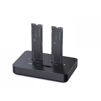 GEMBIRD Docking station de dupla unidade de secretária USB Type-C M.2 NVMe e SATA SSD DD2-U3M2, suporta M.2 2242, 20 Gbit/s, RTL9210B